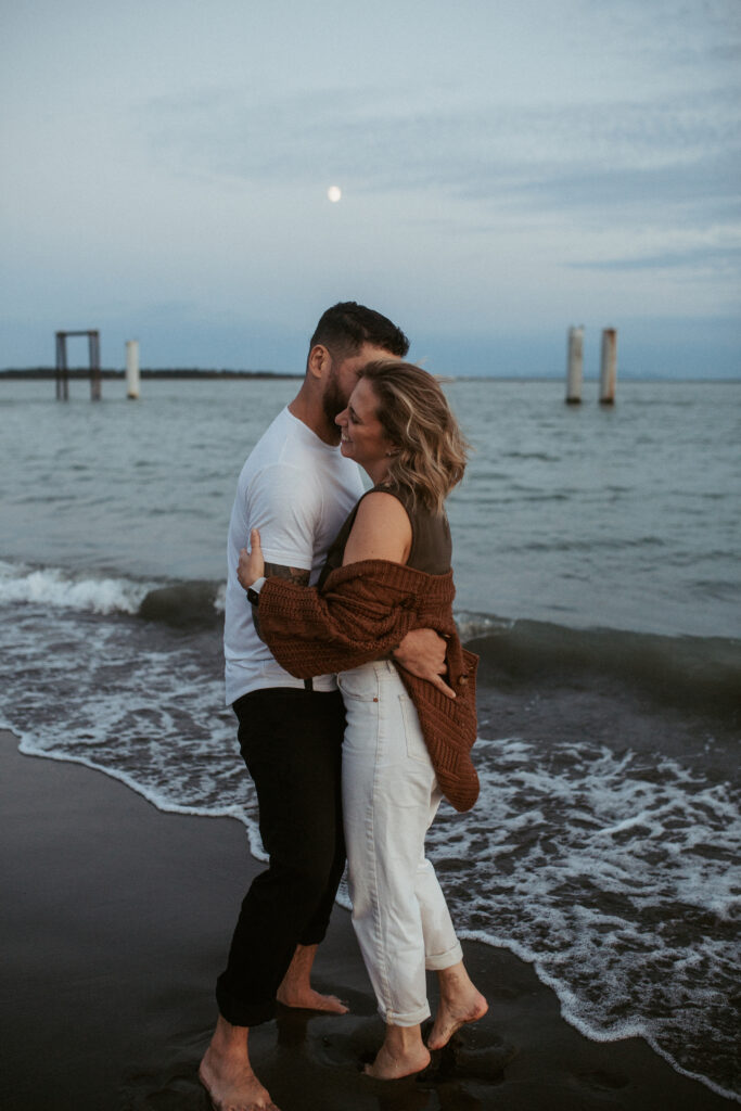 Couple walking on the beach